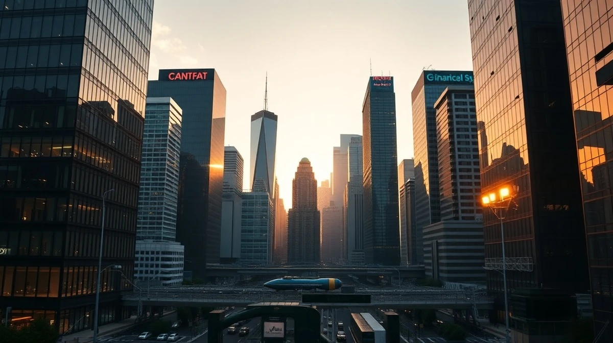Modern city skyline at sunset with digital overlay representing blockchain and real-world asset tokenization on Solana.