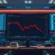 Cryptocurrency trading chart showing a sharp decline in red, representing the Solana token market cap loss.