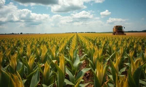 Soybean field ready for harvest under partly cloudy sky, representing agricultural commodity markets