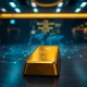 Gold bar with digital blockchain overlay representing tokenized gold trading and real-world asset market growth.