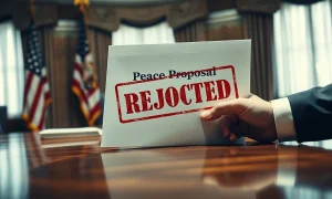 Document stamped rejected on a desk with American flag in background