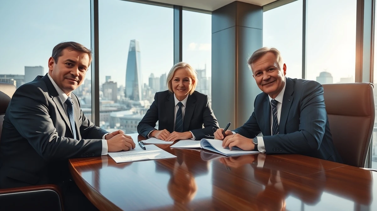 UK and Australian officials in a meeting discussing pension fund investments in London office