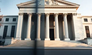 Federal Reserve building in Washington D.C. on a clear day, representing US monetary policy and inflation concerns.