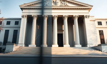 Federal Reserve building in Washington D.C. on a clear day, representing US monetary policy and inflation concerns.