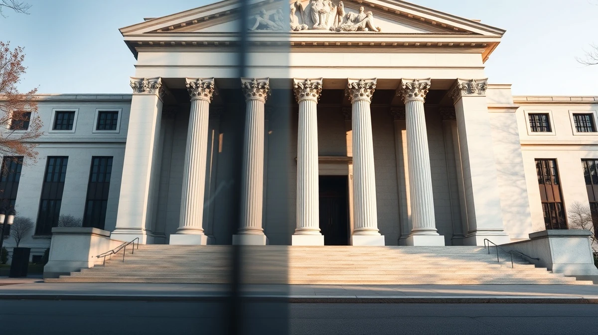 Federal Reserve building in Washington D.C. on a clear day, representing US monetary policy and inflation concerns.