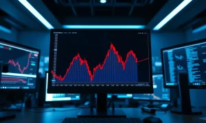 Forex trading chart showing USD/CHF testing lower Bollinger Band with bearish momentum.