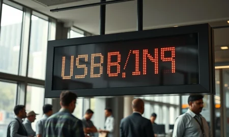 Digital forex board showing USD/INR exchange rate in a Mumbai currency exchange office