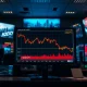 Financial screen showing USD/JPY chart declining amid Middle East geopolitical tensions