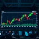Digital forex trading board showing USD/JPY price chart in a professional trading environment
