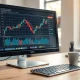 Financial analyst desk with USD/MXN chart on monitor and Banxico document
