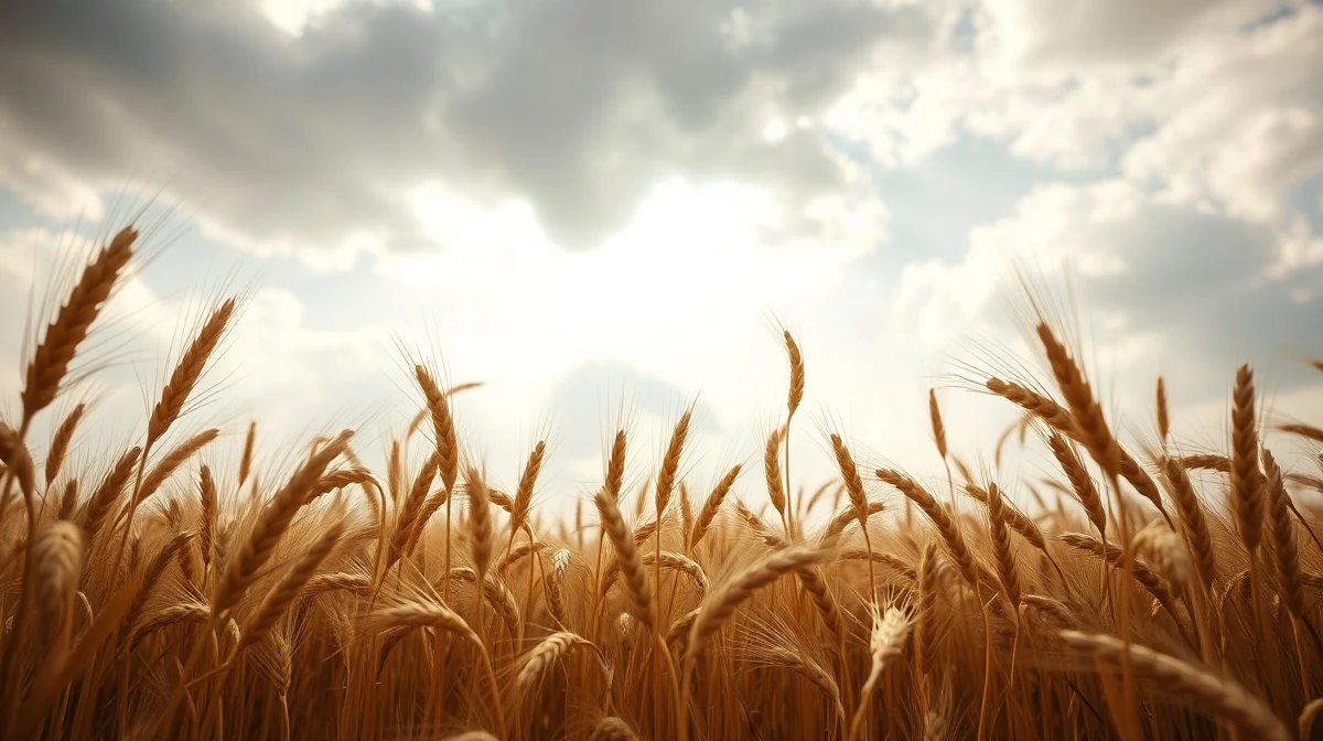 Golden wheat field under cloudy sky representing the wheat market decline