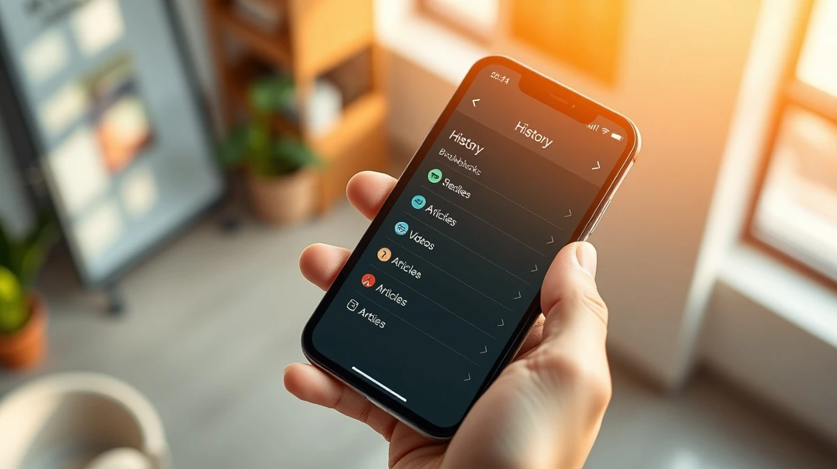 Smartphone displaying X app's new History tab with Bookmarks, Likes, Videos, and Articles options visible.