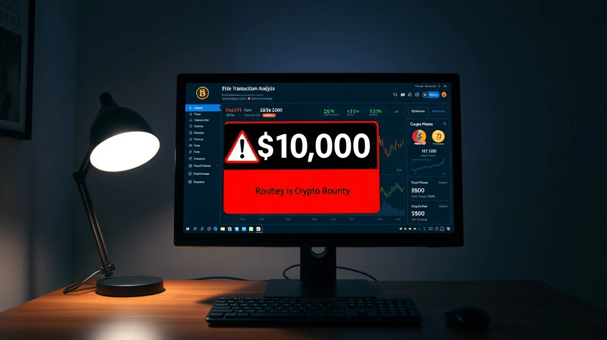 On-chain investigator ZachXBT offers $10,000 bounty for evidence of LAB token market manipulation, displayed on a computer screen in a dimly lit office.