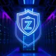 Zcash quantum-proof shield in a modern data center, representing future blockchain security.