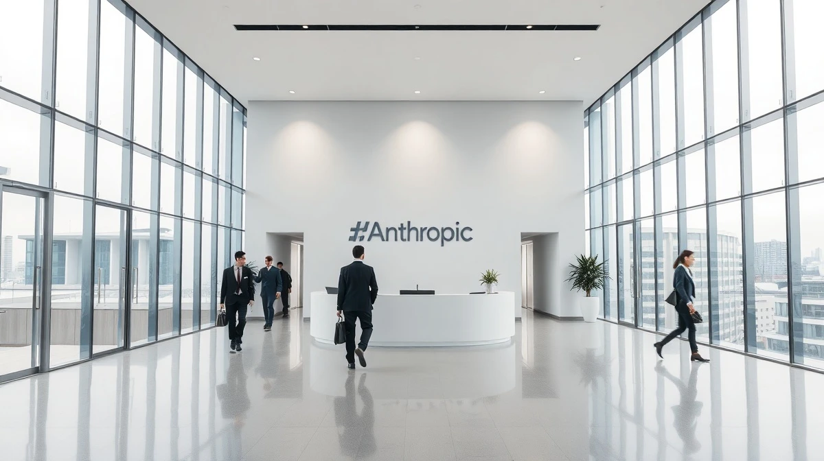 Modern corporate lobby of Anthropic headquarters in San Francisco