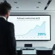 Business executive viewing a graph showing Anthropic market share surpassing OpenAI in a modern boardroom