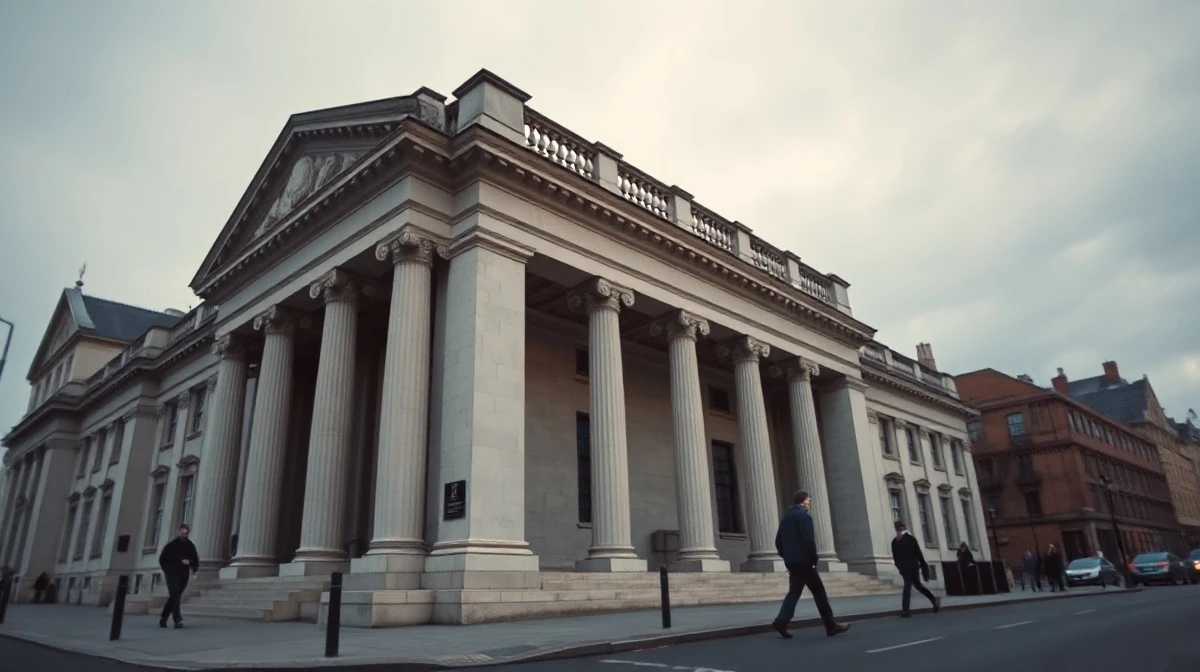 Bank of England headquarters on Threadneedle Street in London at dusk