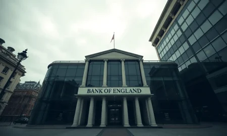 Bank of England building in London on a cloudy day