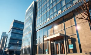 Modern commercial office building in a US city, representing a real estate acquisition target.