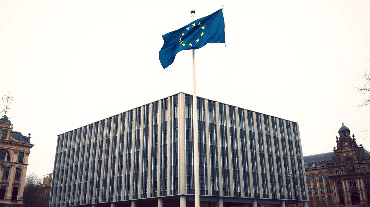 European Commission headquarters in Brussels on a cloudy day