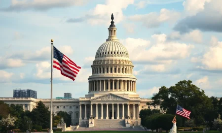 US Capitol building on a cloudy day, symbolizing legislative uncertainty for the CLARITY Act.