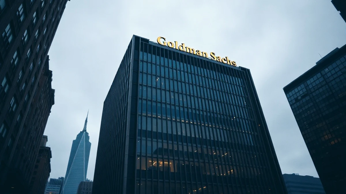 Exterior of the Goldman Sachs headquarters building in New York City at dusk.