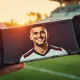 Hershey's limited-edition Christian Pulisic chocolate bar wrapper held in hand with soccer field background