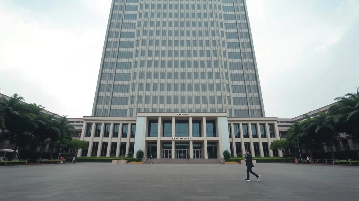 Bank Indonesia headquarters in Jakarta, Indonesia, representing monetary policy and economic stability.