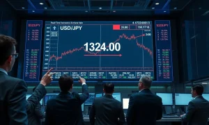 Forex traders monitoring USD/JPY exchange rate near 152 on a Tokyo trading floor