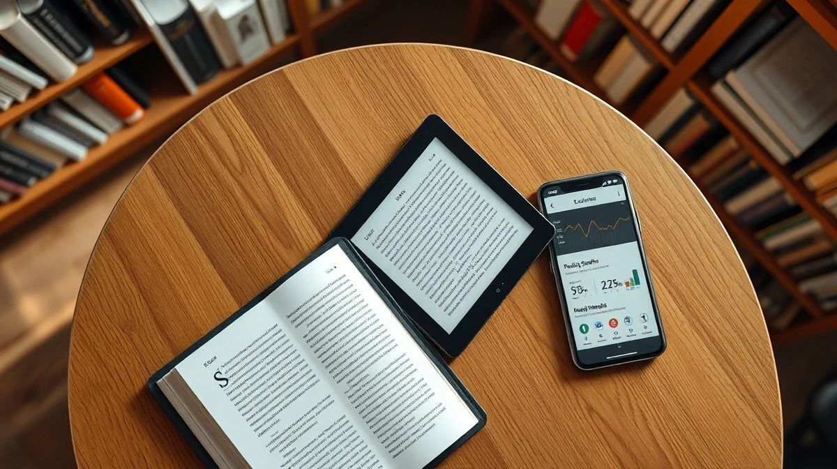 Kobo eReader next to a smartphone showing the StoryGraph app for automatic book tracking.