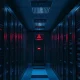 Server room with a red warning light indicating a critical security vulnerability