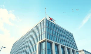 Bank of Korea headquarters in Seoul on a clear day.