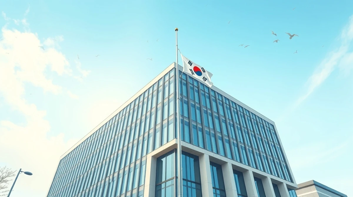Bank of Korea headquarters in Seoul on a clear day.