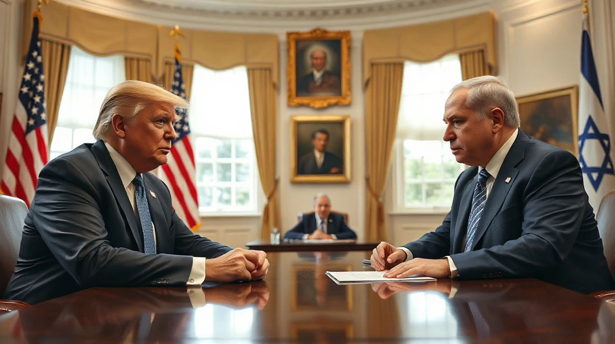 President Trump and Israeli PM Netanyahu in diplomatic meeting at White House