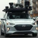 Hyundai Ioniq 5 with roof-mounted sensors for autonomous driving data collection