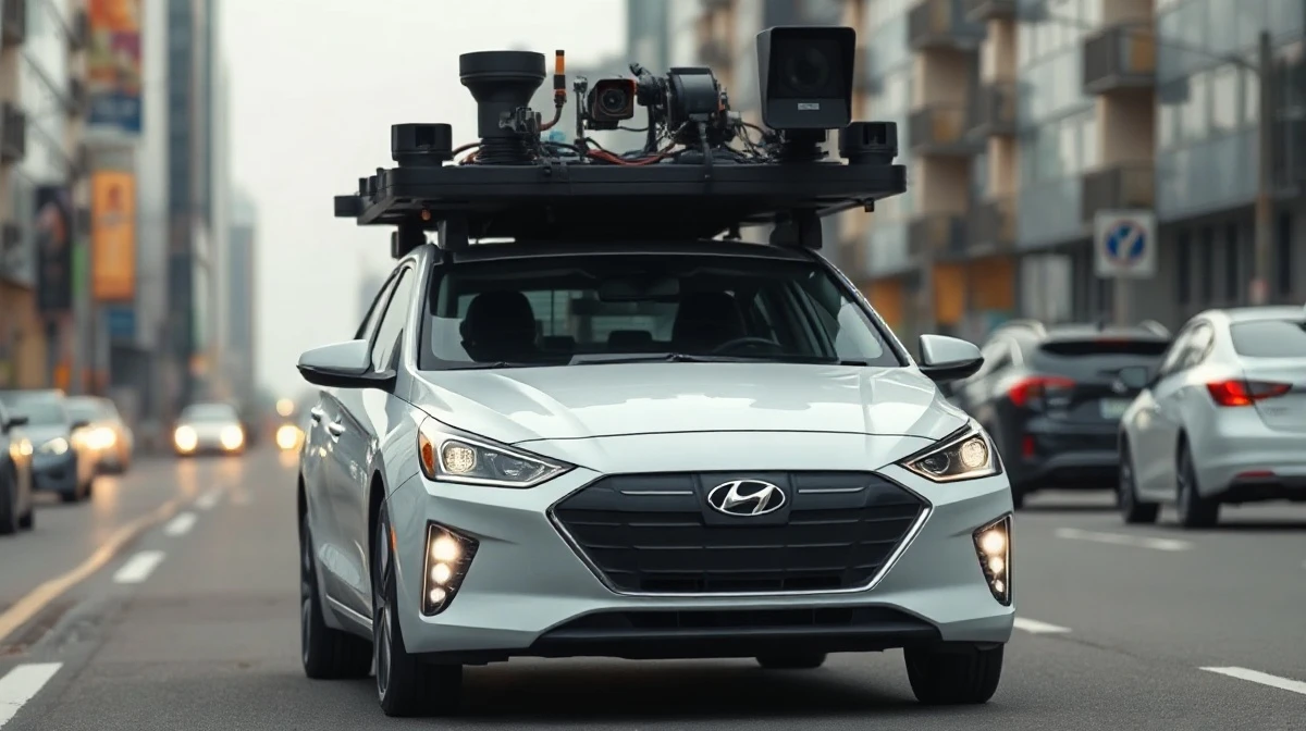 Hyundai Ioniq 5 with roof-mounted sensors for autonomous driving data collection