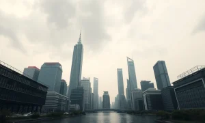Overcast view of Shanghai's Pudong skyline representing China's economic outlook for 2Q26