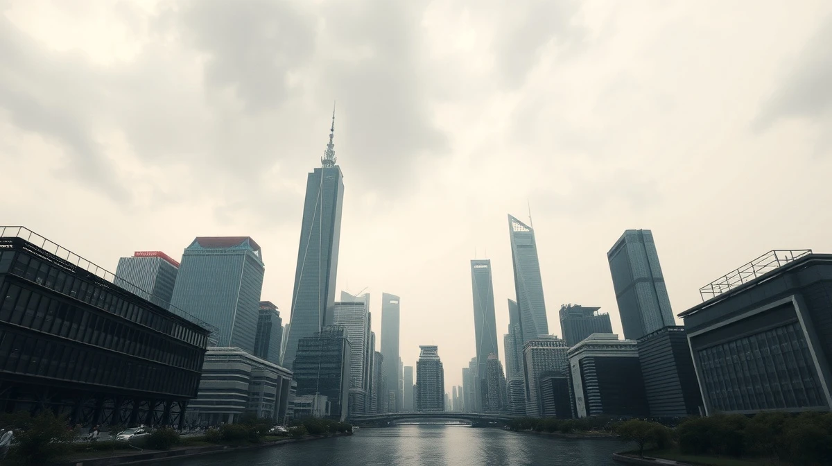 Overcast view of Shanghai's Pudong skyline representing China's economic outlook for 2Q26