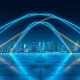 Digital bridge representing Wormhole protocol connecting Ripple RLUSD stablecoin across blockchains