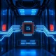 Illuminated server rack with dual processing pathways representing ZeroDrift's dual-LLM compliance system
