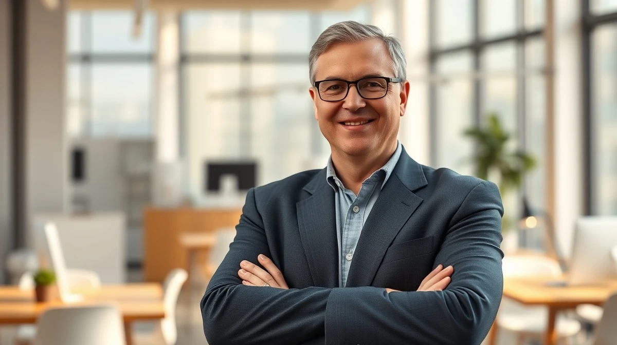 Toni Schneider, new permanent CEO of Bluesky, in a professional headshot in a modern office.