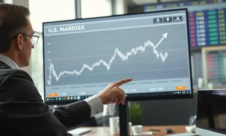 Financial analyst reviewing a chart showing record high equity allocations and sustained Dollar exposure.