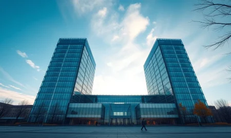 European Central Bank headquarters in Frankfurt under a clear sky