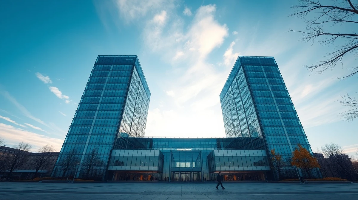 European Central Bank headquarters in Frankfurt under a clear sky