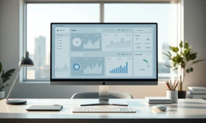 Ellis AI platform dashboard on a monitor in a modern office, representing AI-powered private credit management.
