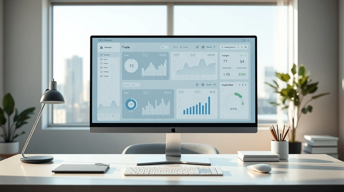 Ellis AI platform dashboard on a monitor in a modern office, representing AI-powered private credit management.