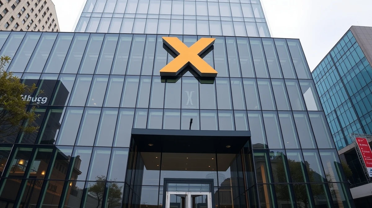 Exterior of X headquarters in San Francisco with large X logo on the building.