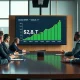 Corporate executives in a boardroom reviewing a graph showing record global M&A activity.