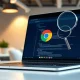 Chrome browser on laptop with magnifying glass over code, representing AI-driven bug detection.