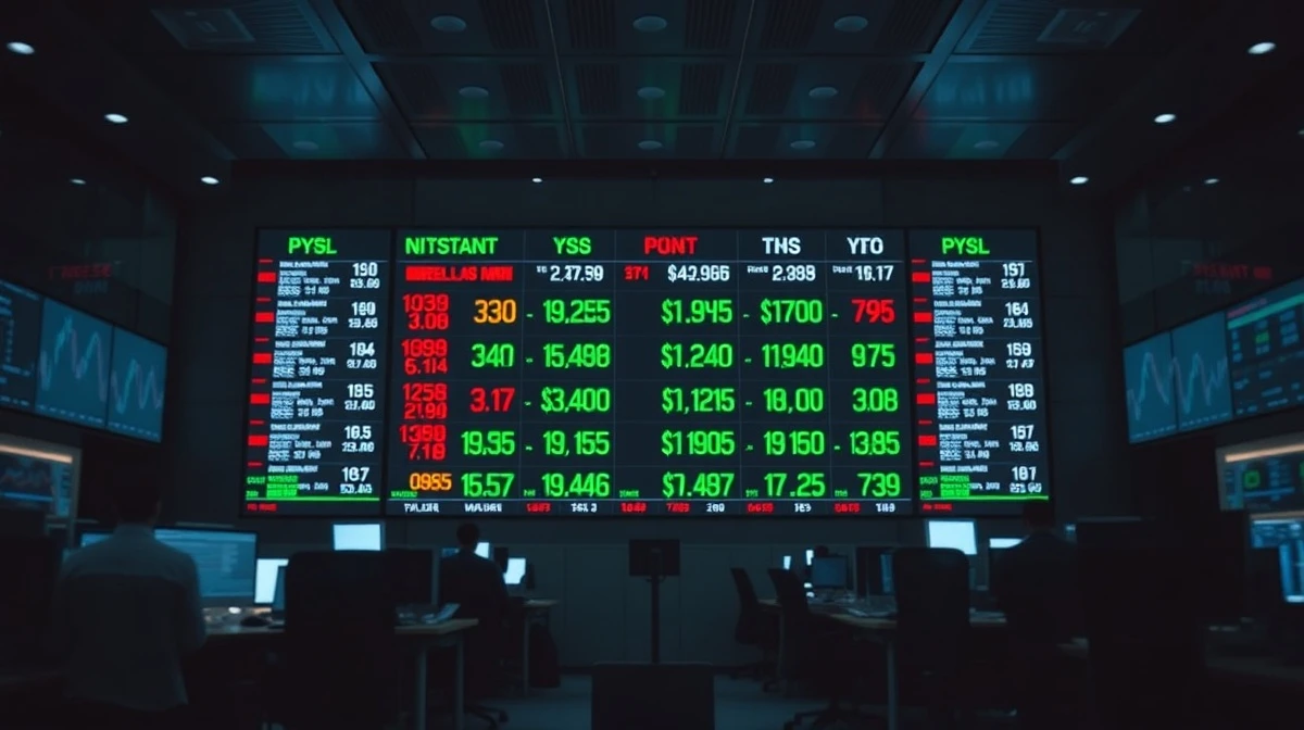 Forex trading board showing US dollar currency pairs on a trading floor